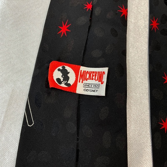 Vintage Mickey Inc Disney 100% Silk Tie Magic Hands Hat Pants Black Novelty - Picture 6 of 10